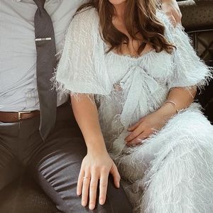 ASOS DESIGN FLUFFY CUT OUT OUT MIDI DRESS IN DUSTY BLUE - SIZE 4 - worn once!